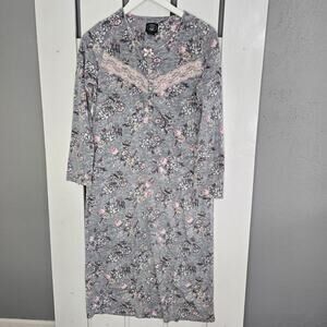 Laura Ashley Fleece‎ Floral Long Sleeve Nightgown Small Cottage Cabin Feminine